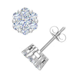 3/4 Carat Cluster Diamond Stud Earrings in Gold