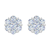 3/4 Carat Cluster Diamond Stud Earrings in Gold - IGI Certified