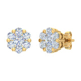 3/4 Carat Cluster Diamond Stud Earrings in Gold