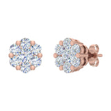 1 Carat (ctw) Cluster Diamond Stud Earrings in Gold - IGI Certified