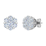 1 Carat (ctw) Cluster Diamond Stud Earrings in Gold - IGI Certified