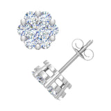 1 Carat (ctw) Cluster Diamond Stud Earrings in Gold - IGI Certified