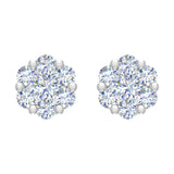 1 Carat (ctw) Cluster Diamond Stud Earrings in Gold - IGI Certified