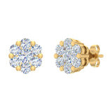 1 Carat (ctw) Cluster Diamond Stud Earrings in Gold - IGI Certified
