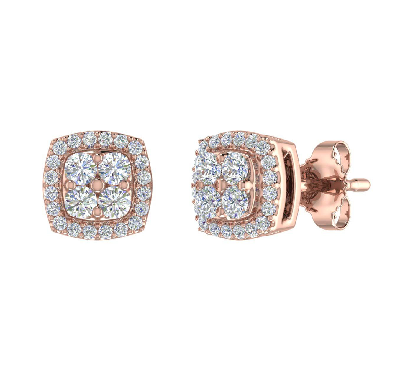 1/4 Carat Cushion Shaped Diamond Stud Earrings in Gold - IGI Certified