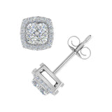 1/4 Carat Cushion Shaped Diamond Stud Earrings in Gold