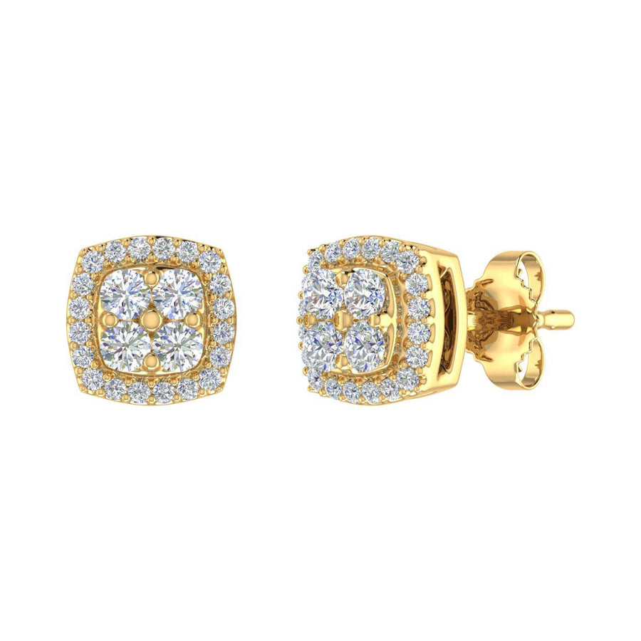 1/4 Carat Cushion Shaped Diamond Stud Earrings in Gold - IGI Certified