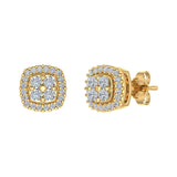 1/3 Carat Cushion Shaped Diamond Stud Earrings in Gold - IGI Certified