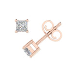 1/3 Carat Princess Cut Diamond Stud Earrings in Gold