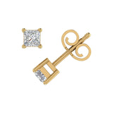 1/3 Carat Princess Cut Diamond Stud Earrings in Gold