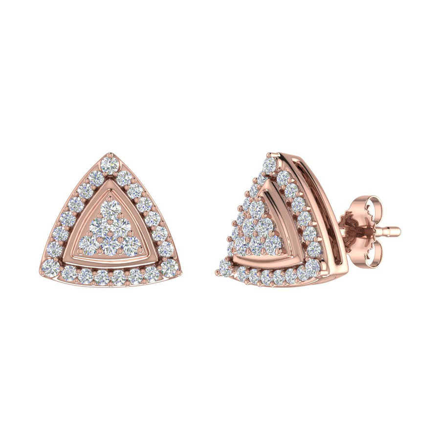 1/3 Carat Triangle Diamond Stud Earrings in Gold - IGI Certified