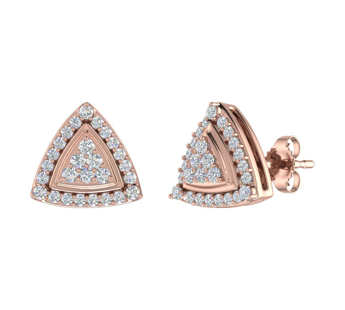 1/3 Carat Triangle Diamond Stud Earrings in Gold