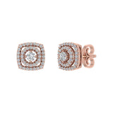 1/2 Carat Cushion Shaped Diamond Stud Earrings in Gold
