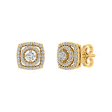 1/2 Carat Cushion Shaped Diamond Stud Earrings in Gold