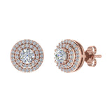 5/8 Carat Double Halo Diamond Stud Earrings in Gold