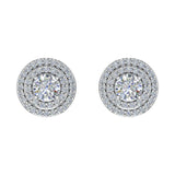 5/8 Carat Double Halo Diamond Stud Earrings in Gold