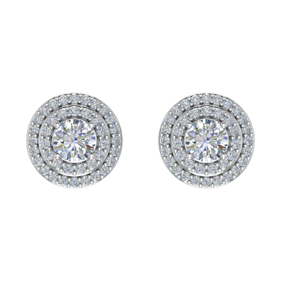 5/8 Carat Double Halo Diamond Stud Earrings in Gold - IGI Certified