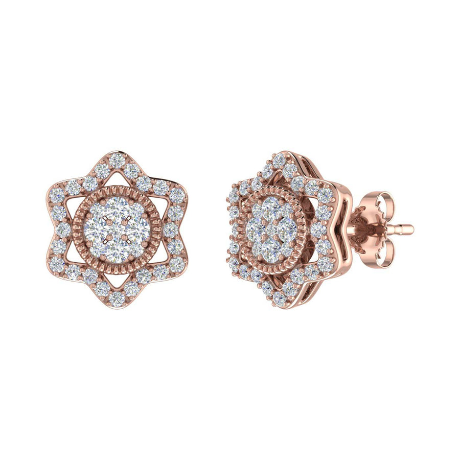 1/2 Carat Diamond Star Stud Earrings in Gold