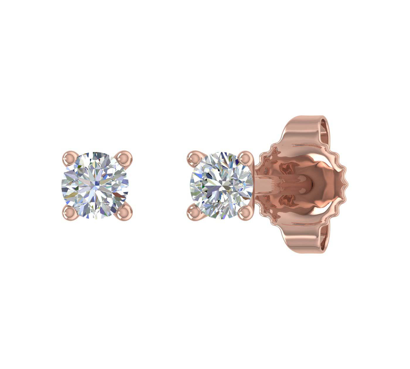 0.05 Carat 4-Prong Diamond Very Small Stud Earrings in Gold