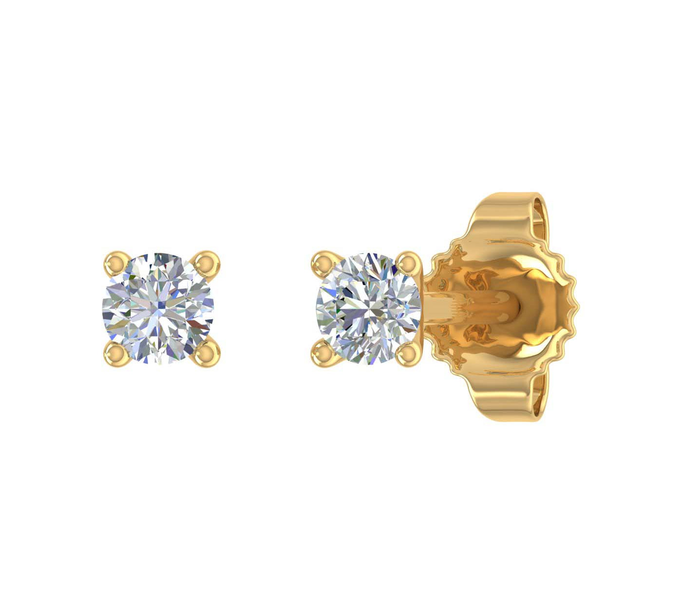 0.05 Carat 4-Prong Diamond Very Small Stud Earrings in Gold