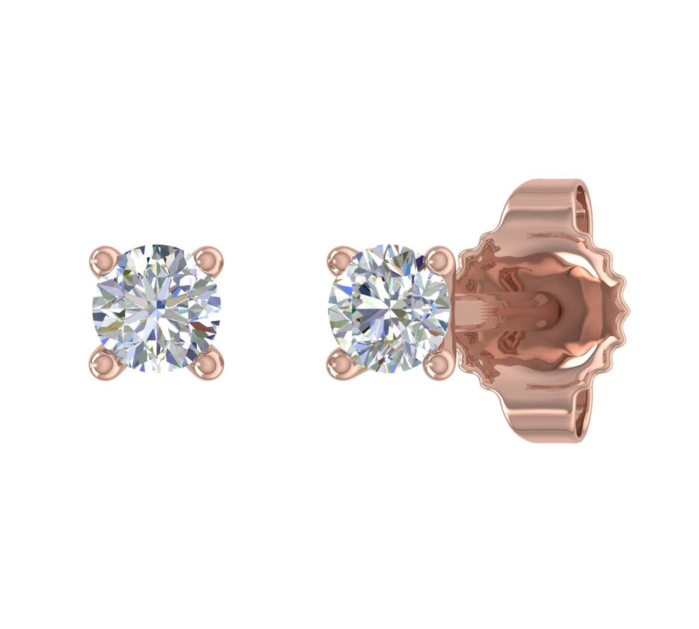 0.07 Carat 4-Prong Diamond Very Small Stud Earrings in Gold