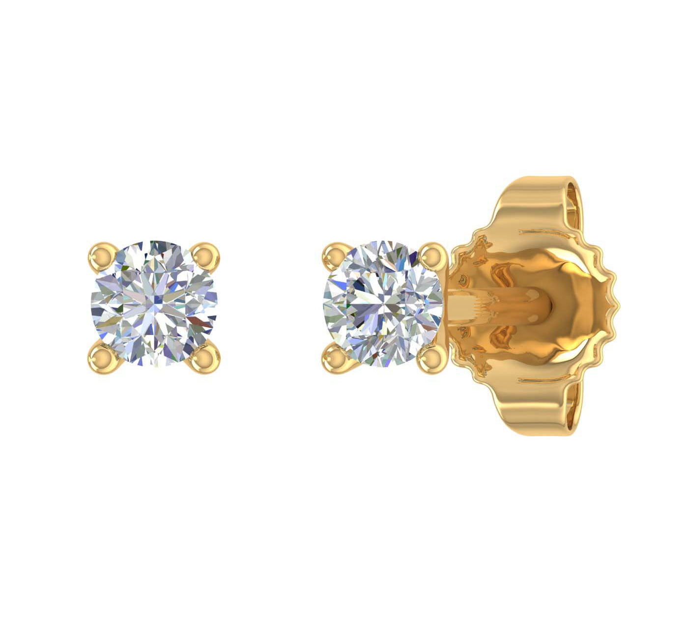 0.07 Carat 4-Prong Diamond Very Small Stud Earrings in Gold