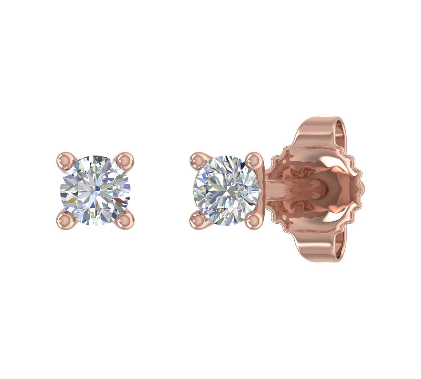 1/10 Carat 4-Prong Diamond Tiny Stud Earrings in Gold