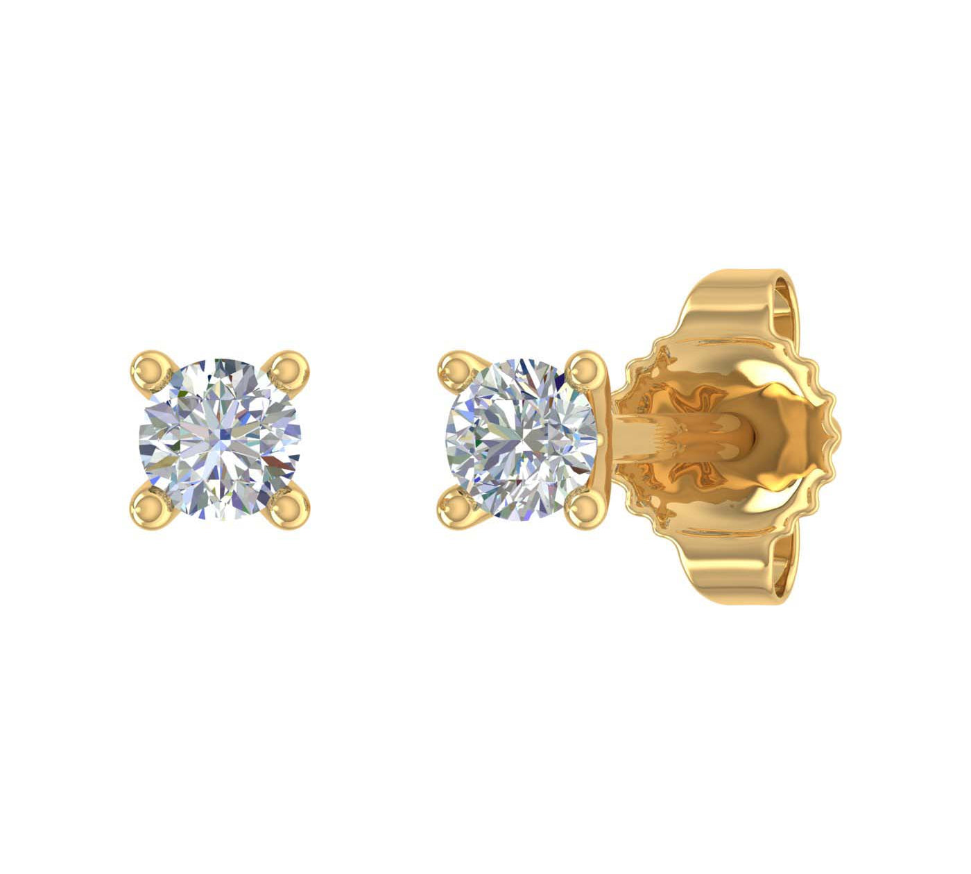1/10 Carat 4-Prong Diamond Tiny Stud Earrings in Gold