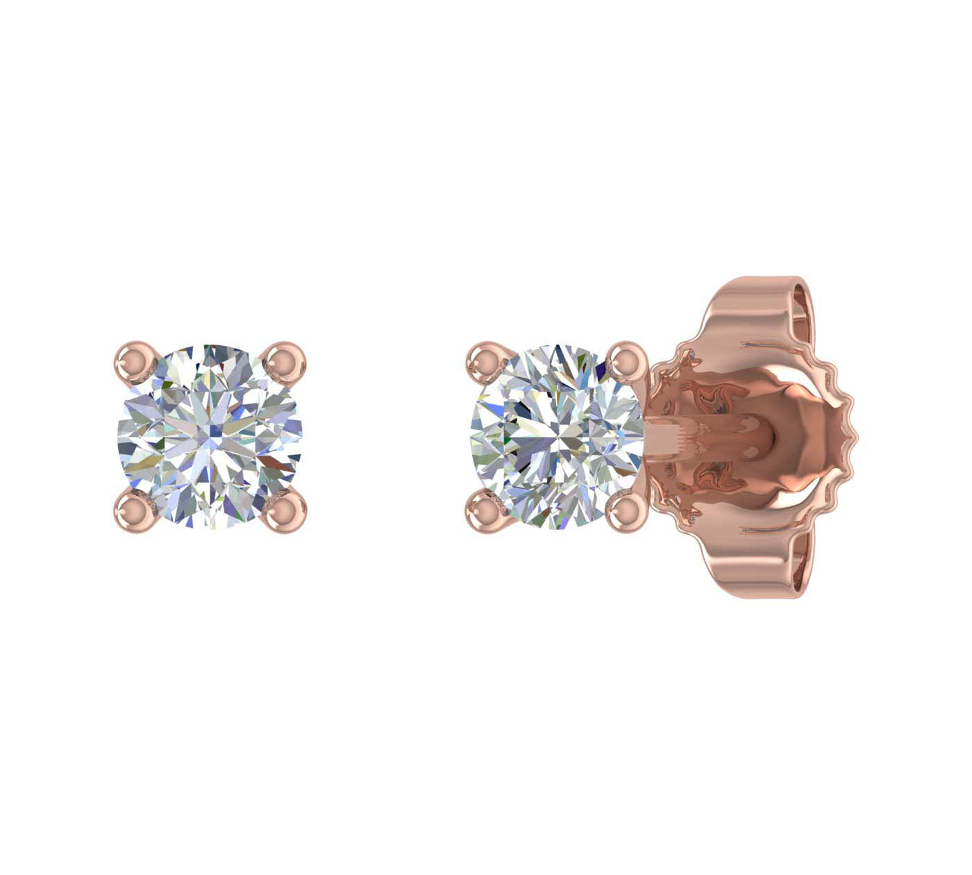 0.15 Carat 4-Prong Diamond Stud Earrings in Gold
