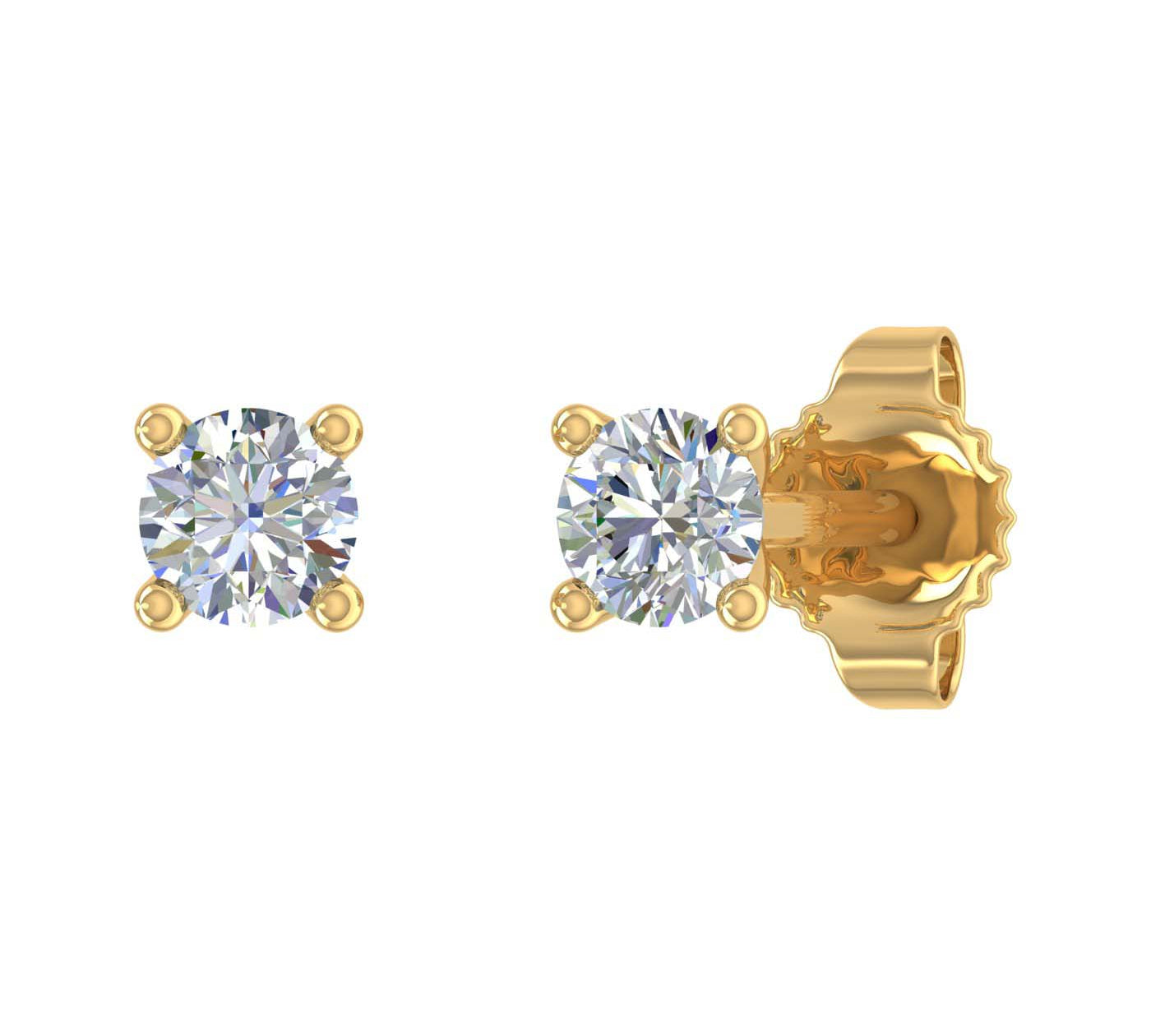 0.15 Carat 4-Prong Diamond Stud Earrings in Gold