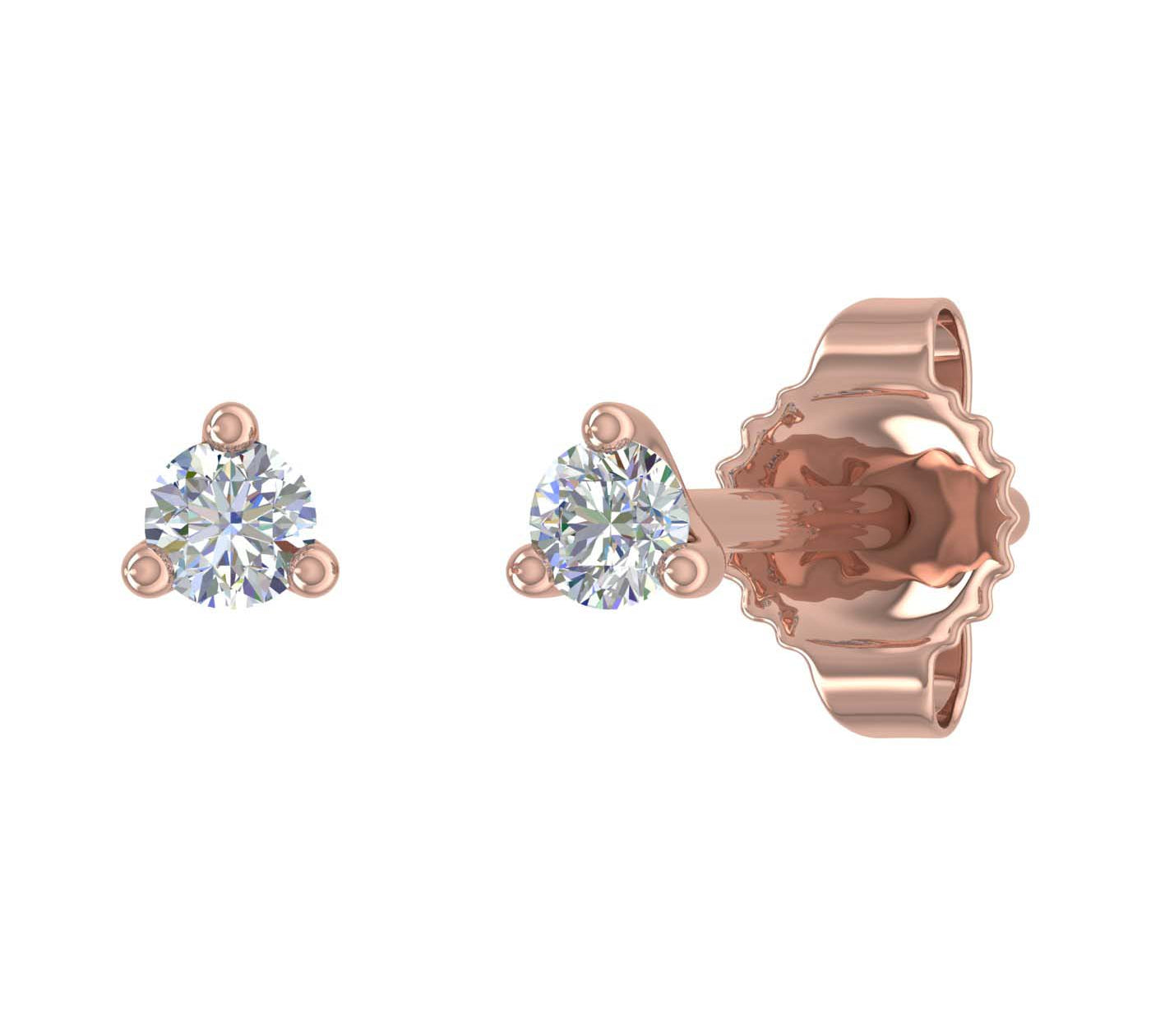 0.05 Carat 3-Prong Diamond Very Small Stud Earrings in Gold