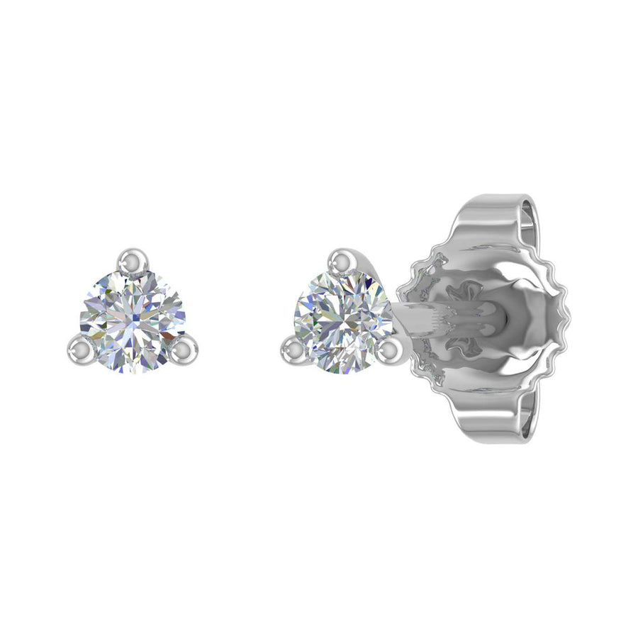 0.07 Carat 3-Prong Diamond Very Small Stud Earrings in Gold