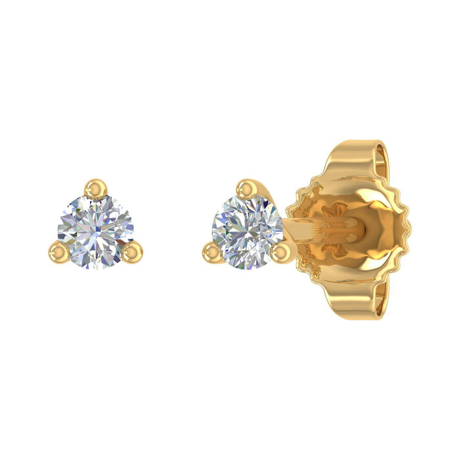 0.07 Carat 3-Prong Diamond Very Small Stud Earrings in Gold - IGI Certified