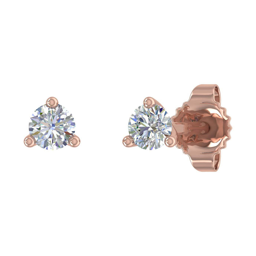 1/10 Carat 3-Prong Diamond Tiny Stud Earrings in Gold - IGI Certified
