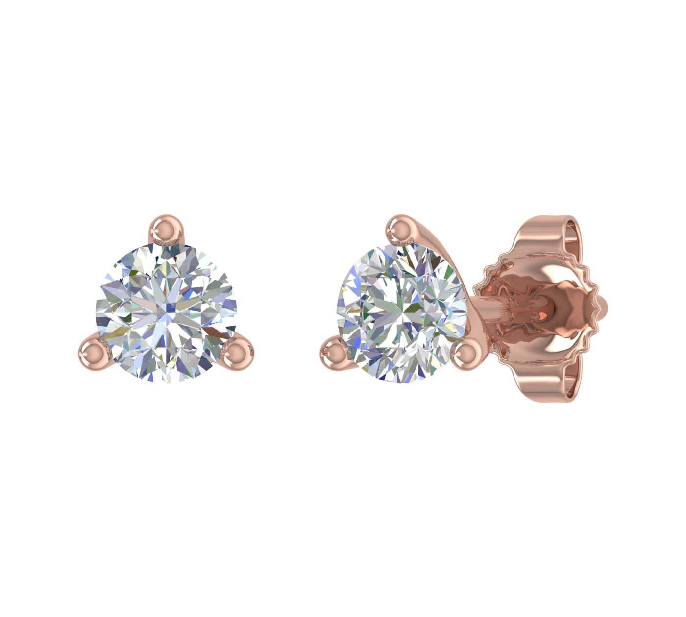 0.40 Carat 3-Prong Diamond Stud Earrings in Gold