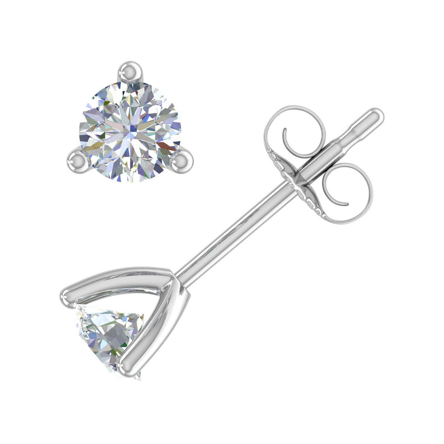 0.40 Carat 3-Prong Diamond Stud Earrings in Gold - IGI Certified