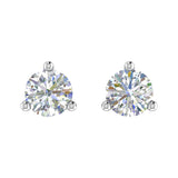 1 Carat 3-Prong Set Diamond Stud Earrings in Gold