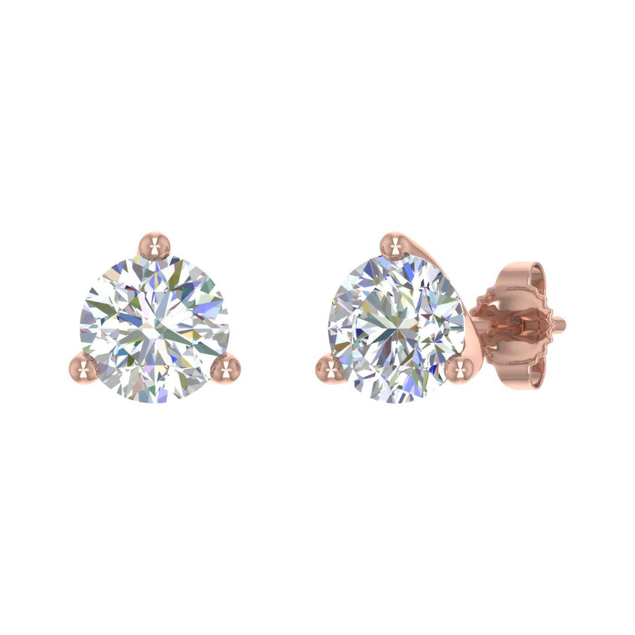 0.15 Carat 3-Prong Diamond Stud Earrings in Gold