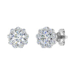 1/2 Carat Flower Shaped Cluster Diamond Earrings in White Gold - IGI Certified