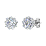 1/2 Carat Flower Shaped Cluster Diamond Earrings in White Gold - IGI Certified