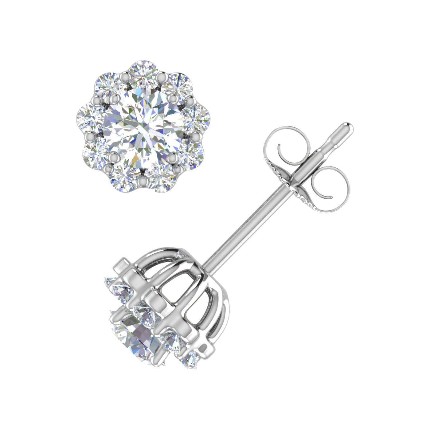 1/2 Carat Flower Shaped Cluster Diamond Earrings in White Gold - IGI Certified-Preview