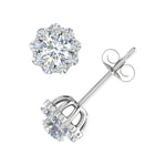 1/2 Carat Flower Shaped Cluster Diamond Earrings in White Gold - IGI Certified-Preview