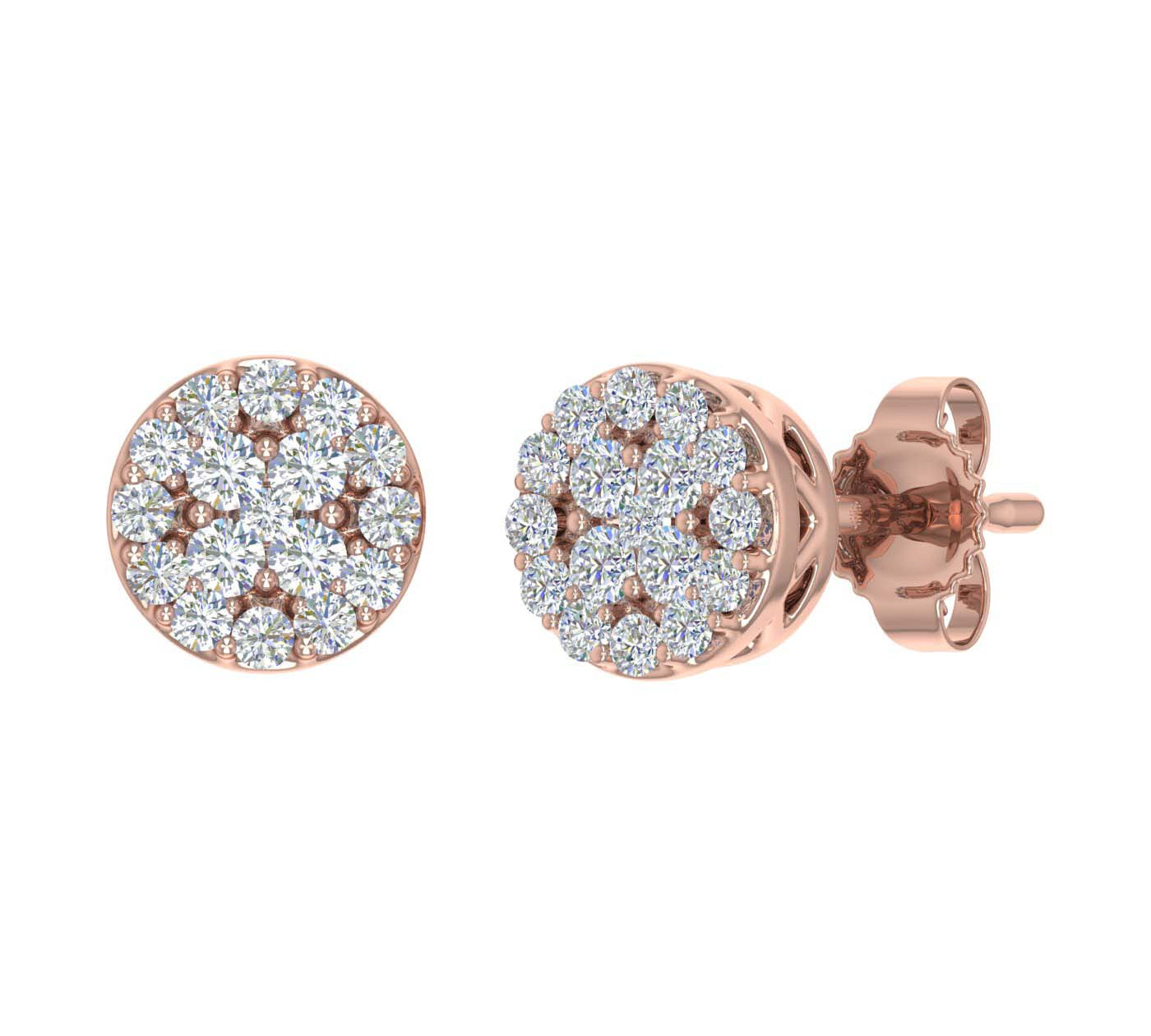 1/4 Carat Cluster Diamond Stud Earrings in Gold