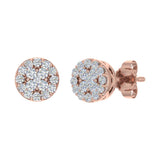 1/4 Carat Cluster Diamond Stud Earrings in Gold