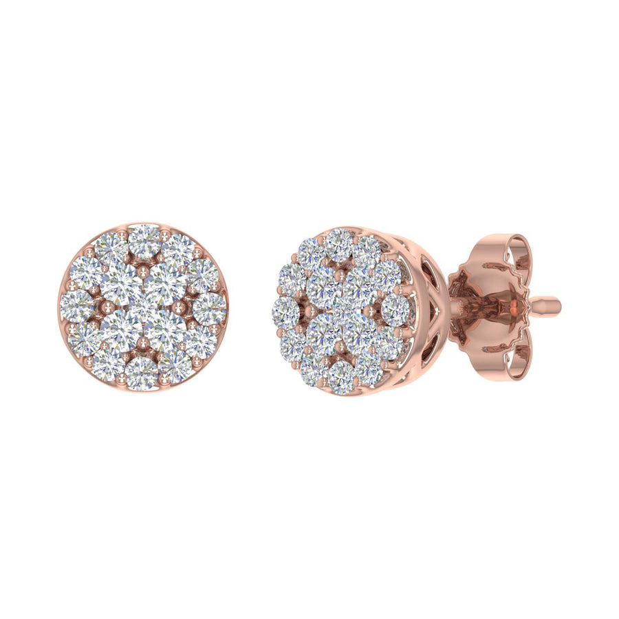 1/4 Carat Cluster Diamond Stud Earrings in Gold