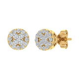 1/4 Carat Cluster Diamond Stud Earrings in Gold