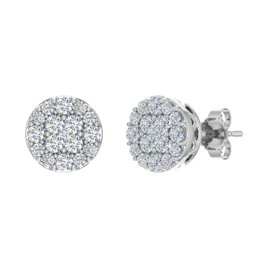 1/2 Carat Cluster Diamond Stud Earrings in Gold - IGI Certified