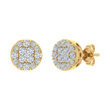 1/2 Carat Cluster Diamond Stud Earrings in Gold