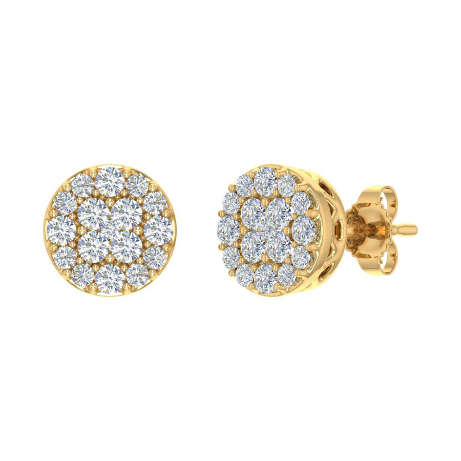 1/2 Carat Cluster Diamond Stud Earrings in Gold