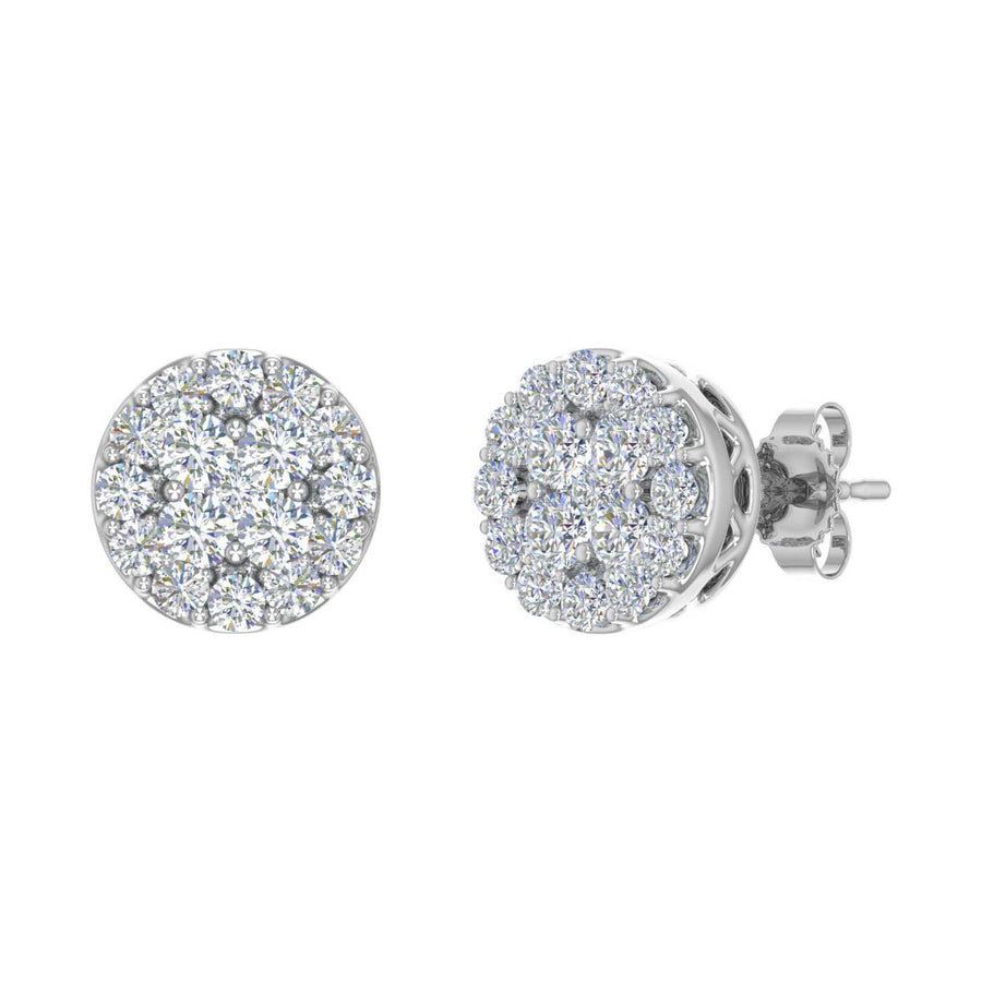 3/4 Carat Cluster Diamond Stud Earrings in Gold - IGI Certified